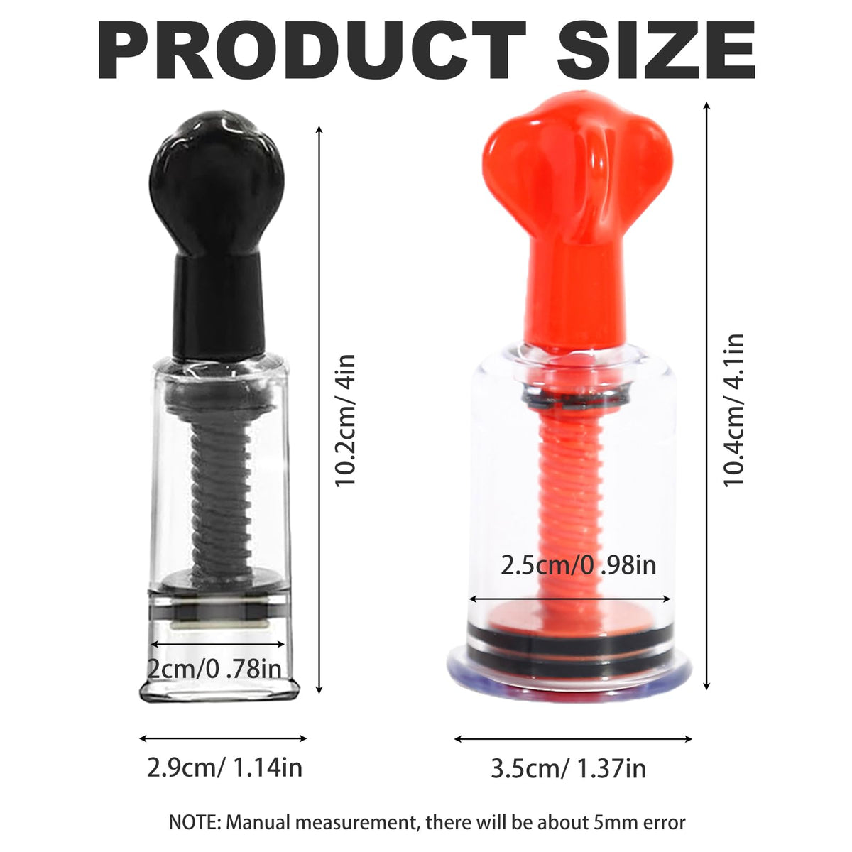 Two sizes of Jesakmie nipple pump suckers for breastfeeding