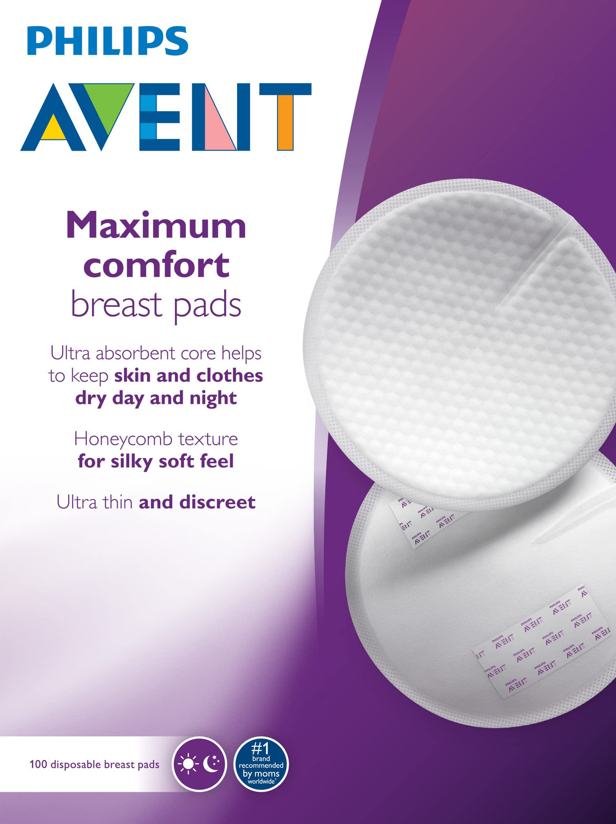 Nursing mother using Philips Avent disposable breast pads