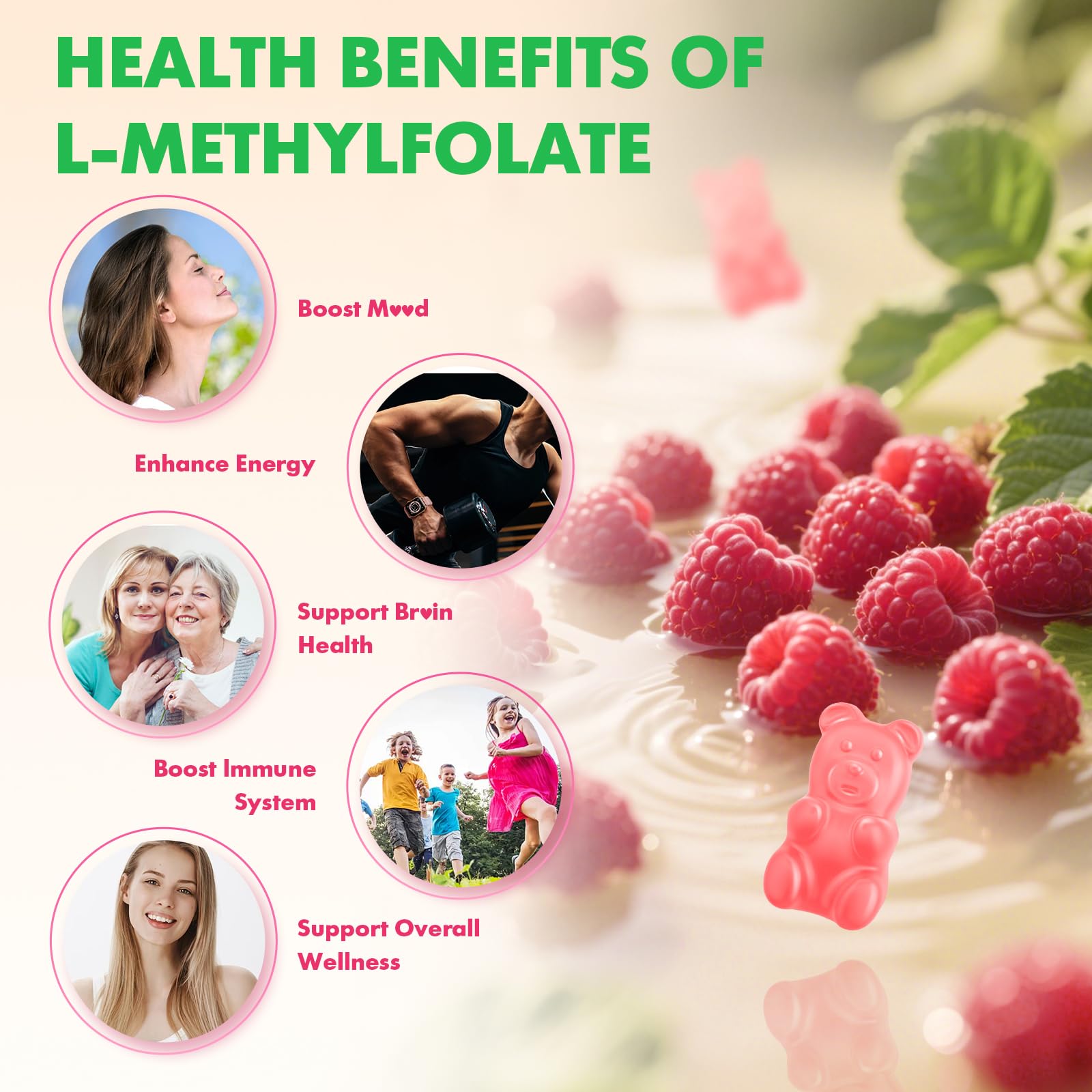 Back label of MEENCCD high potency 15 milligram folate dietary supplement for ingredient transparency.