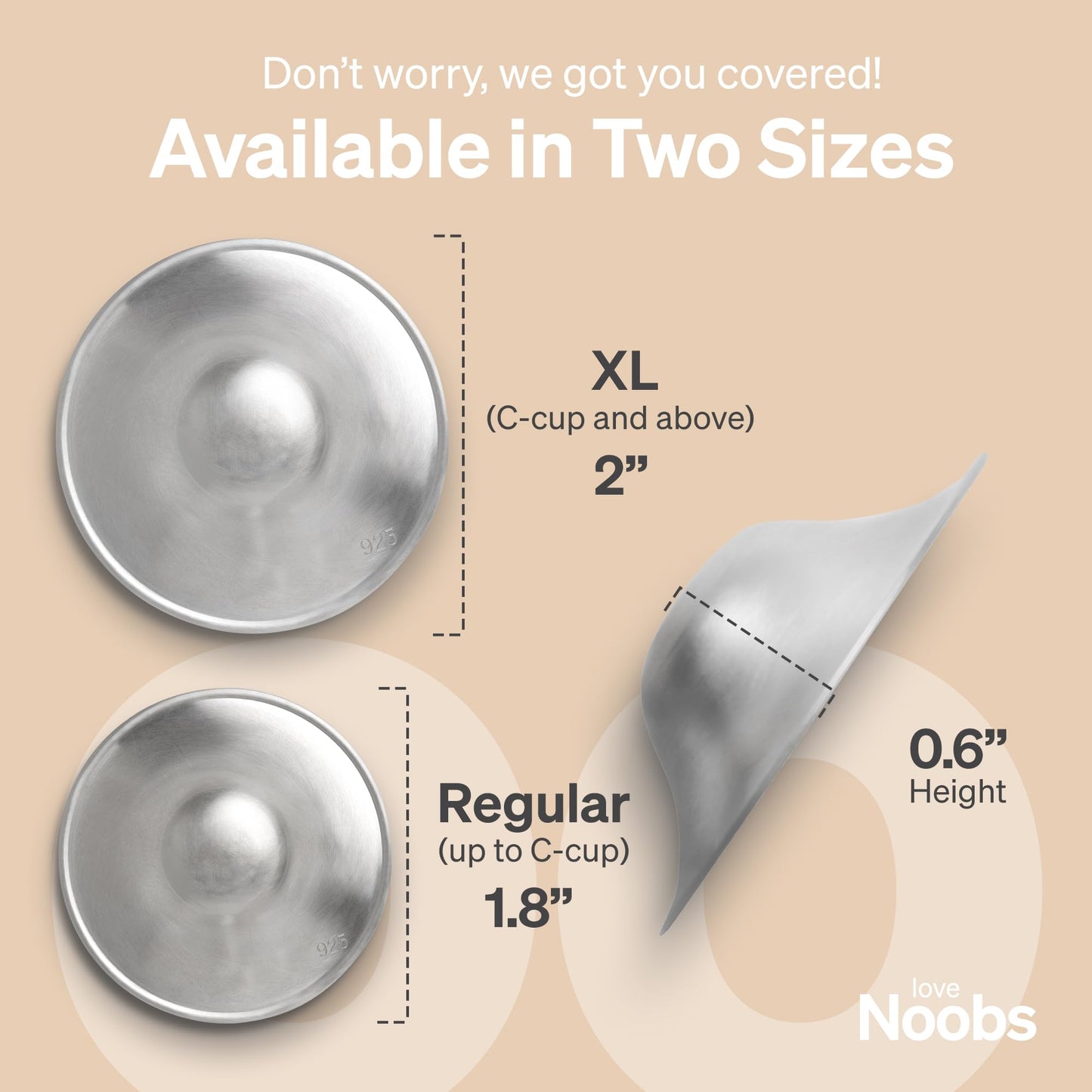Close up of Love Noobs silver nipple covers regular size