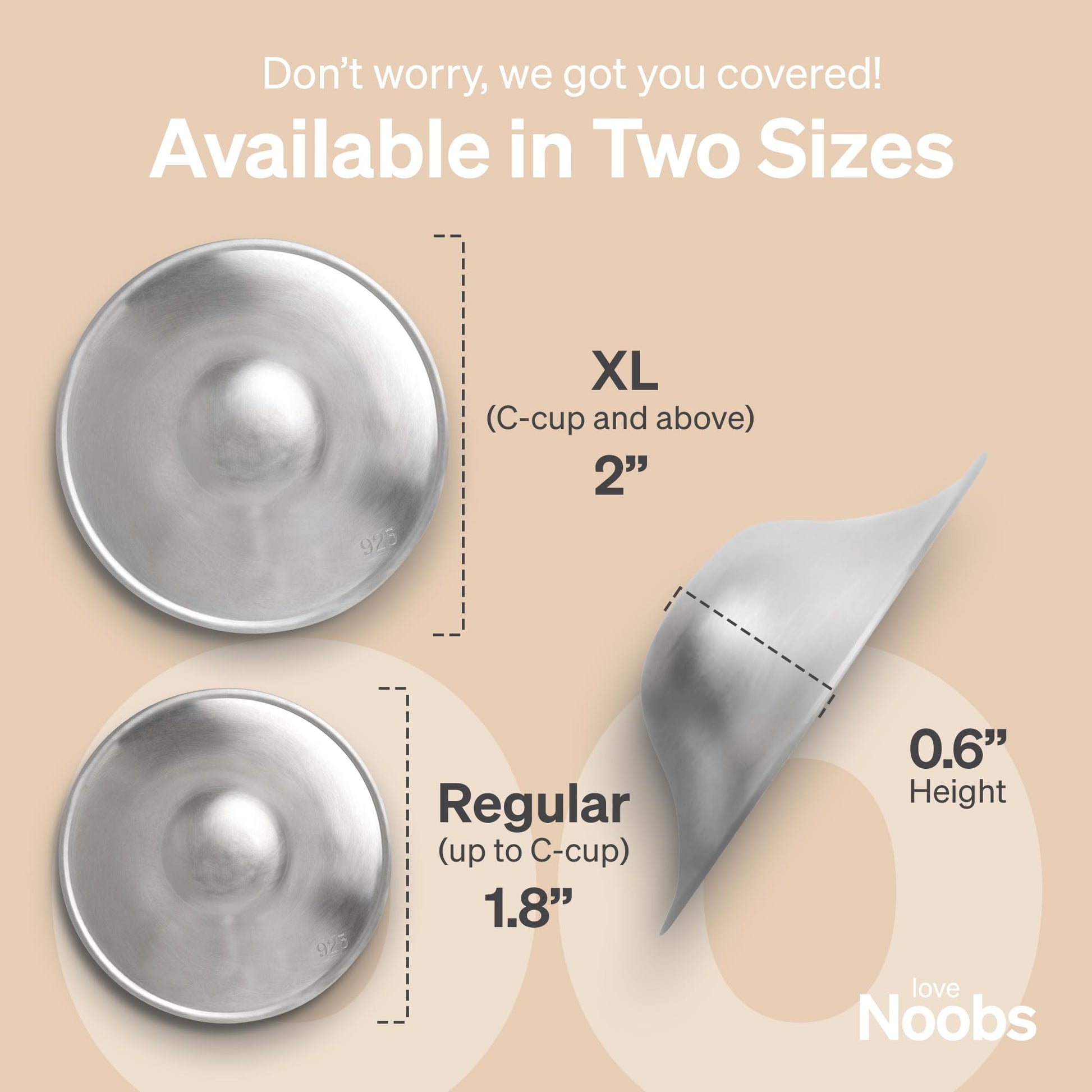 Close up of Love Noobs silver nipple covers regular size