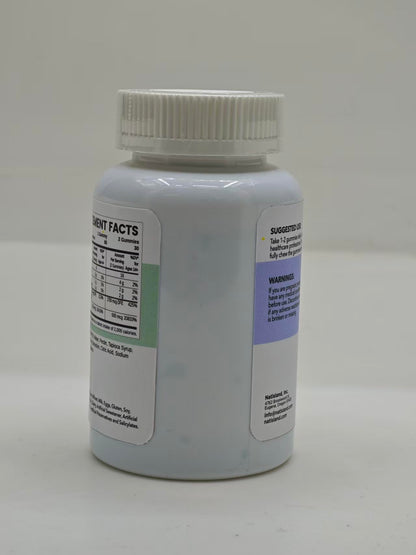 NATISLAND bioavailable Vitamin B9 and B12 supplement nutritional facts side panel