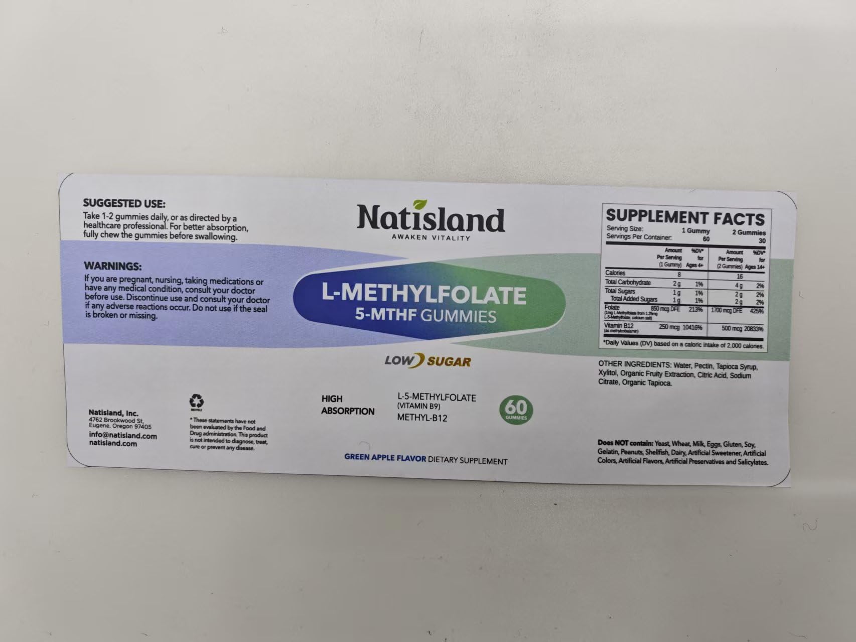 NATISLAND USA imported authentic premium health and wellness beauty supplement bottle