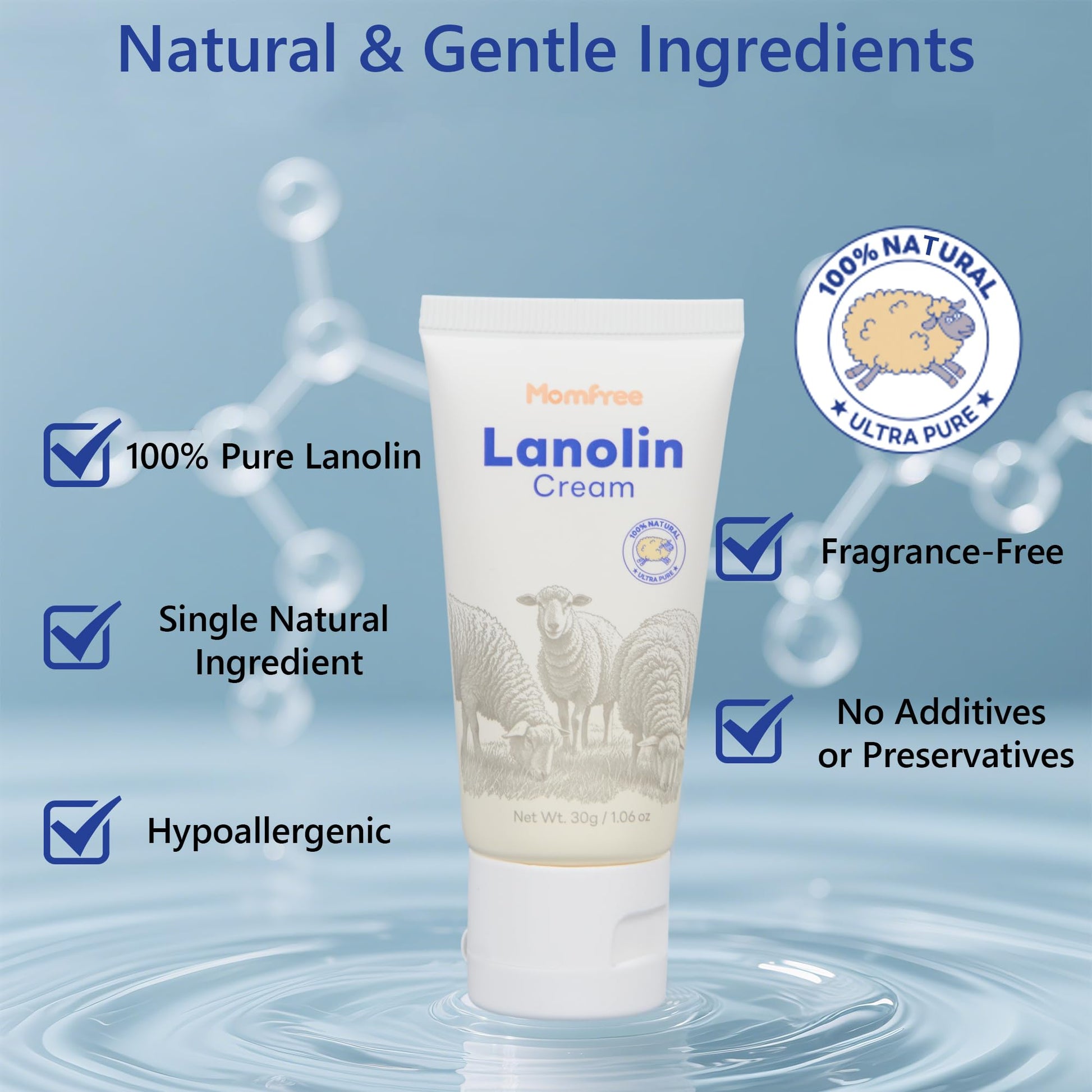 Momfree lanolin cream for sore and cracked nipple relief