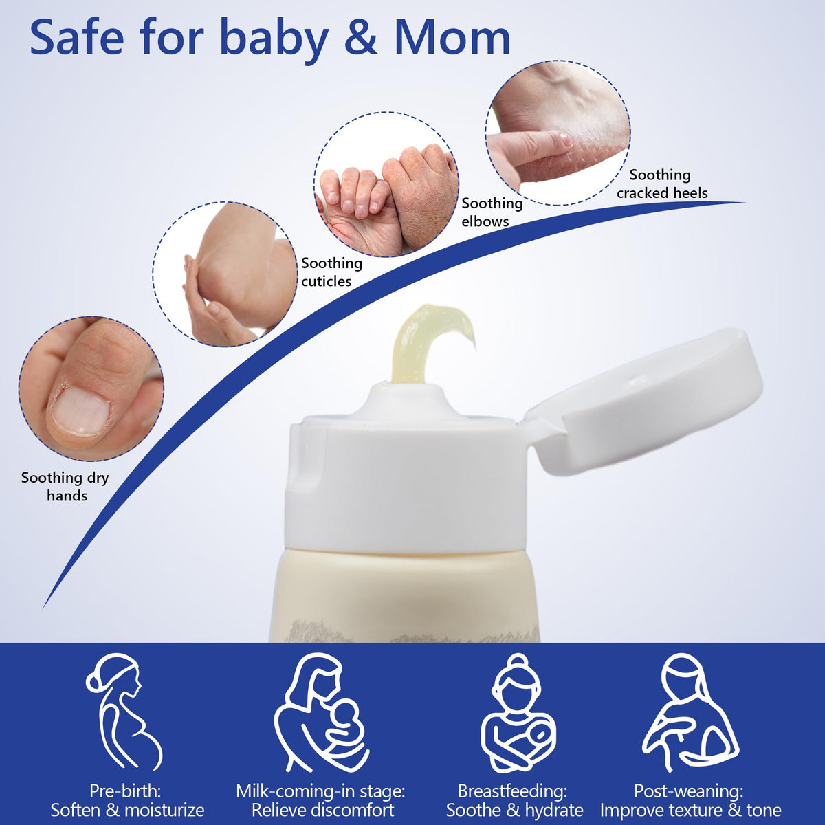 Applying Momfree natural lanolin balm for nursing care