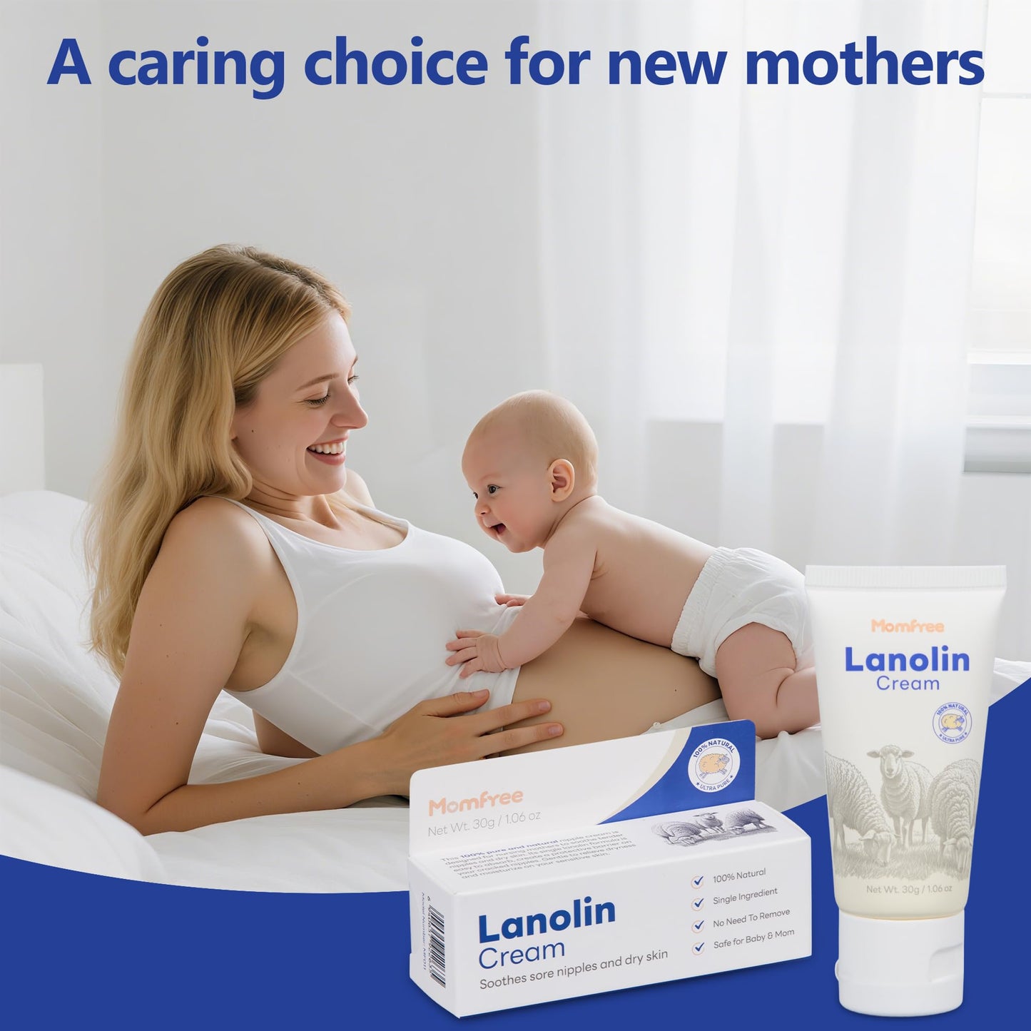 Authentic Momfree 30 gram nipple cream tube product shot