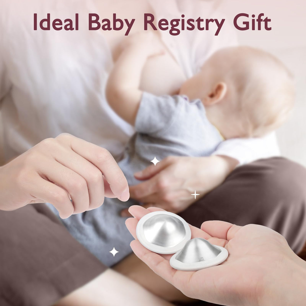 Top view of pure 999 silver nursing cups for mothers