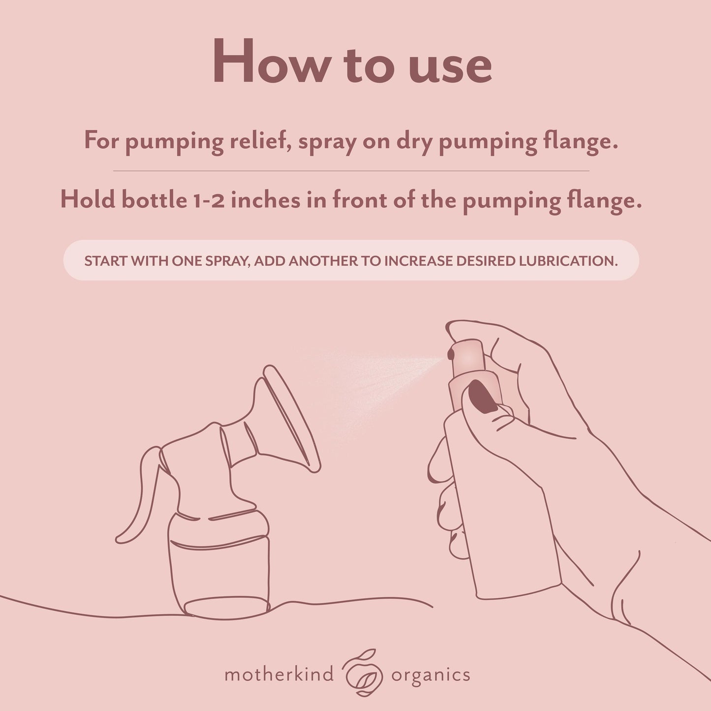 Motherkind breast pump lubricant spray bottle in hand