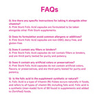Full packaging view of Pink Stork Folic Acid showing thirty clean label vegetarian capsules for women.