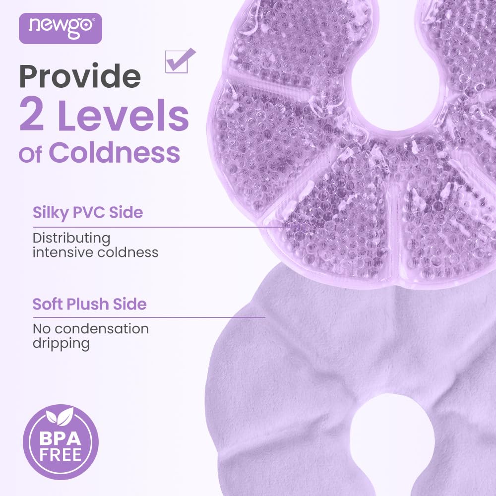 Newgo purple gel therapy pads showing plush backing
