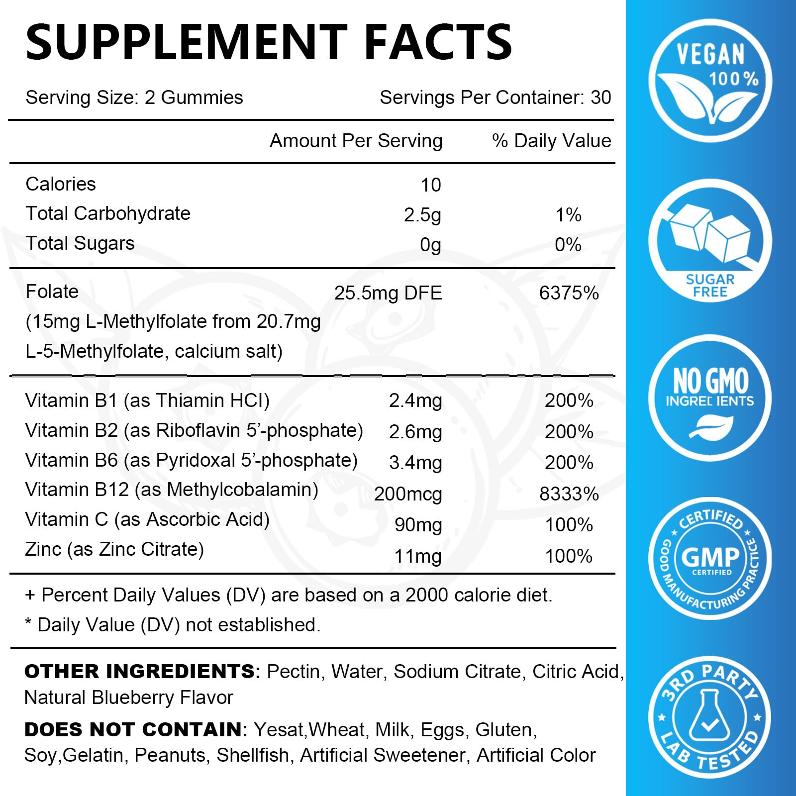 JOVITHEA 7 in 1 advanced formula active folate 5 MTHF supplement bottle label details.