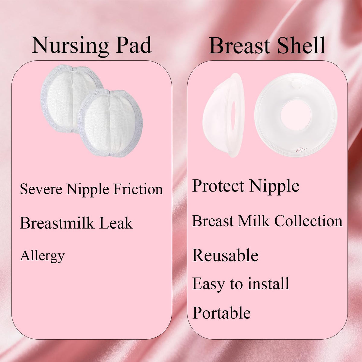 Two pack wearable nursing shells with soft silicone backing