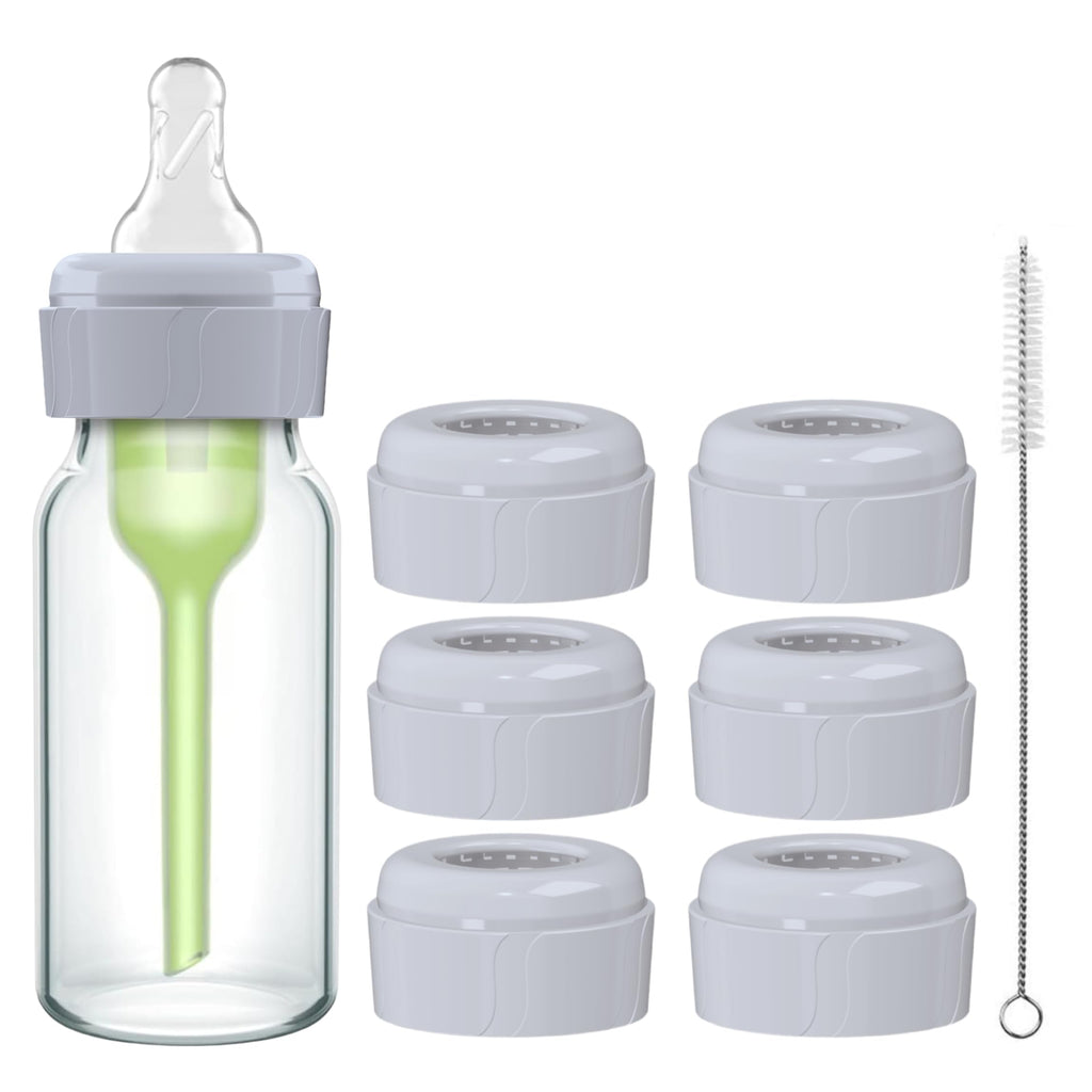 Set of six white replacement collars for narrow bottles