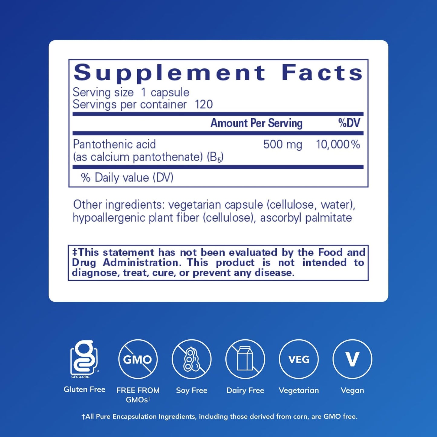 Pure Encapsulations B5 supplement bottle showing 120 capsules label