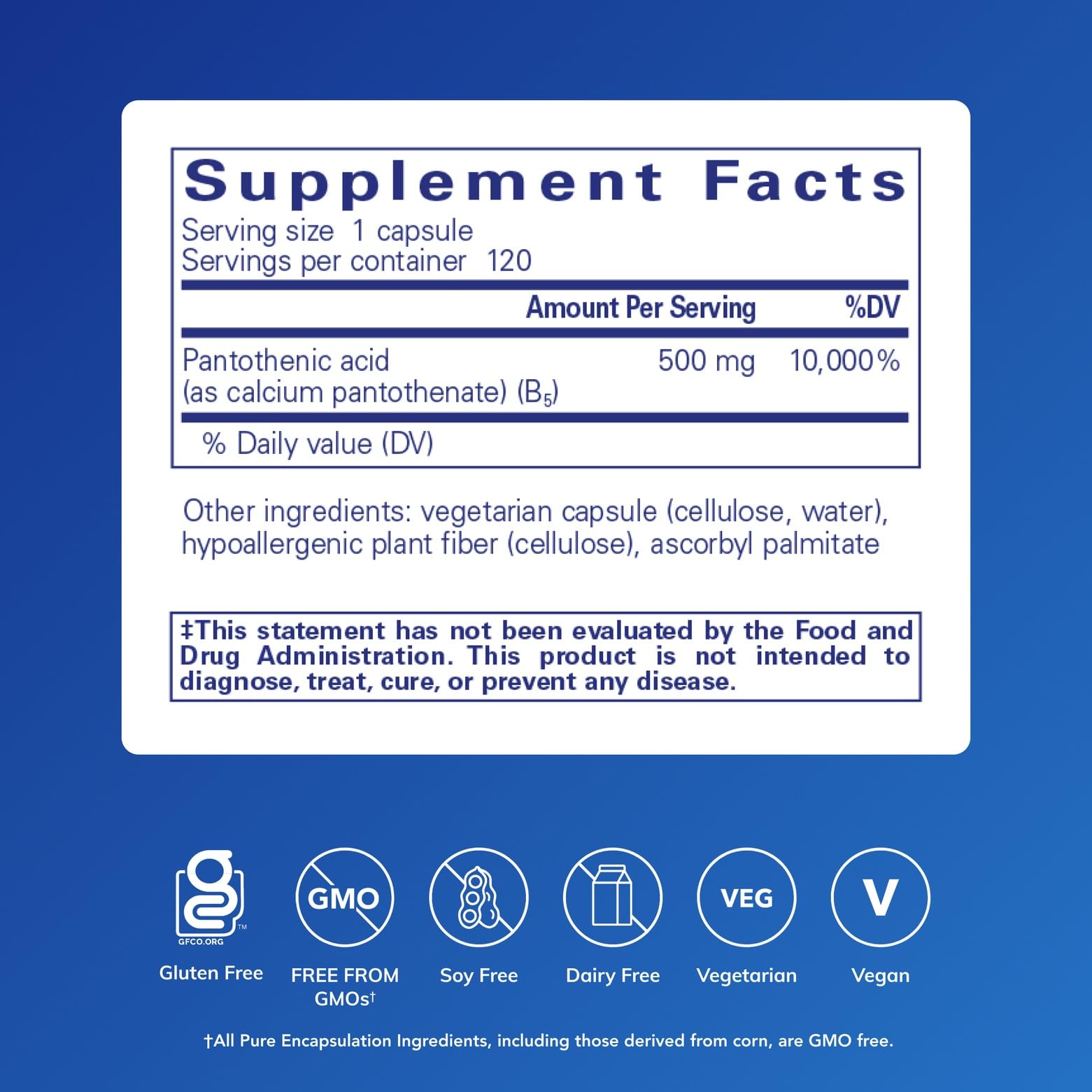 Pure Encapsulations B5 supplement bottle showing 120 capsules label