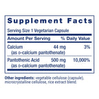 Life Extension Pantothenic Acid vegetarian capsules bottle side profile