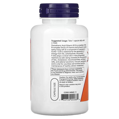 Now Foods Pantothenic Acid vegetarian supplement capsules