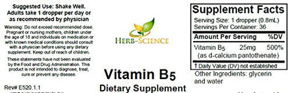 Herb-Science pantothenic acid liquid supplement dropper