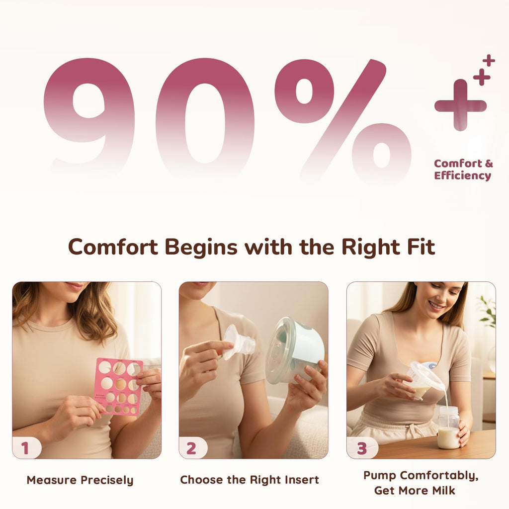 Breast pump flange sizing kit showing various size options