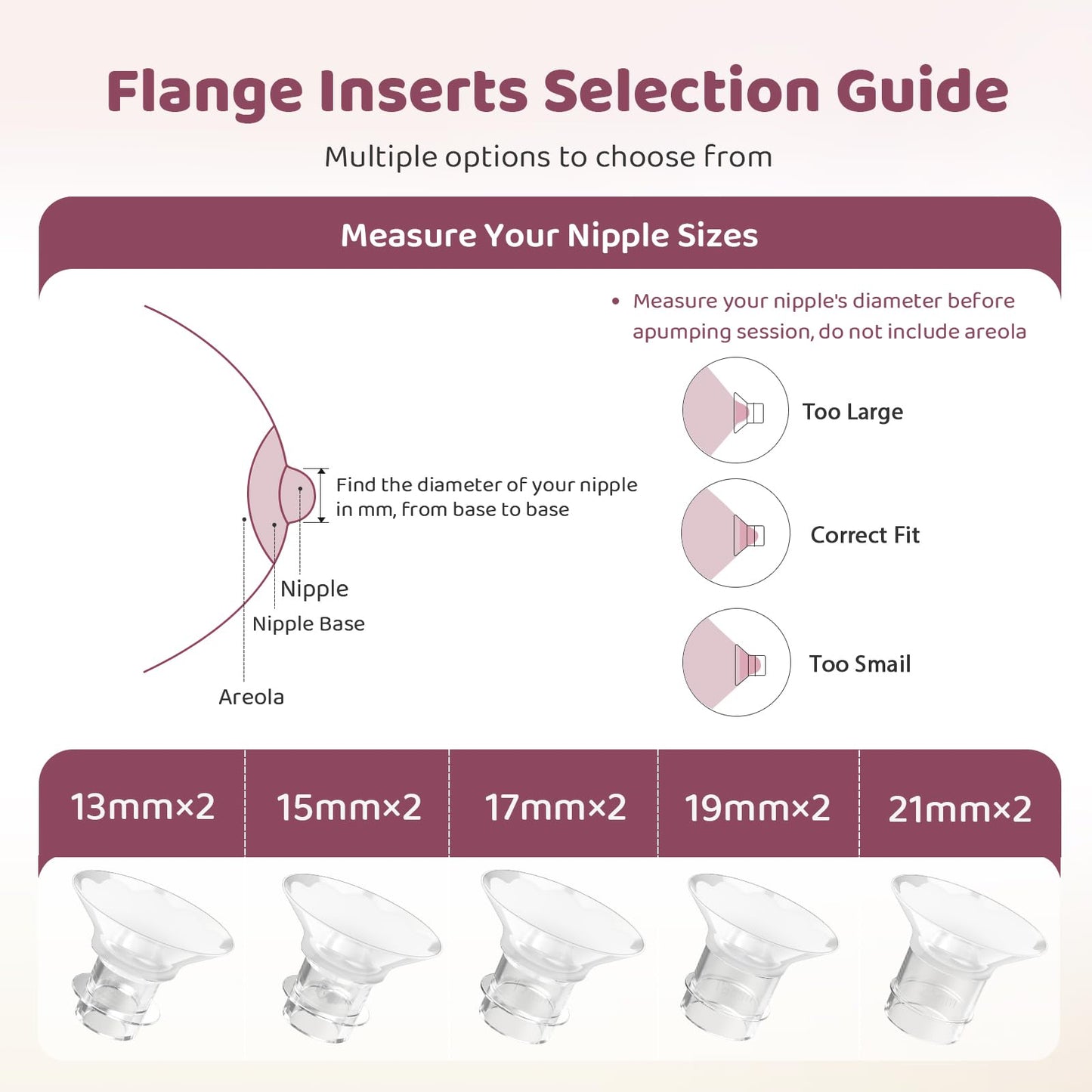 Full collection of Nursi Luna flange inserts and accessories