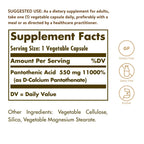 Solgar Vitamin B5 bottle supplement facts label