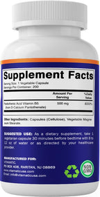 Side profile of Vitamatic Pantothenic Acid 200 count bottle