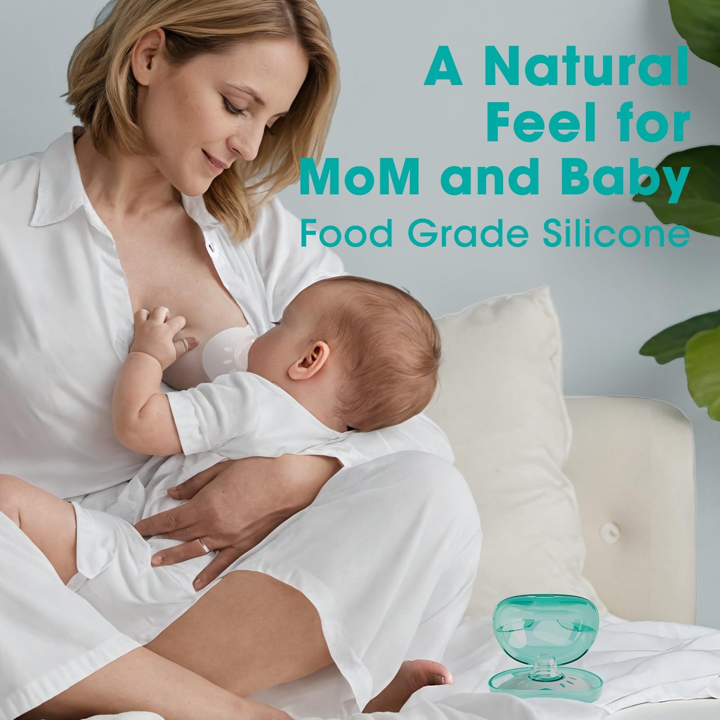 Pair of Cheri Baby silicone nipple shields with storage case