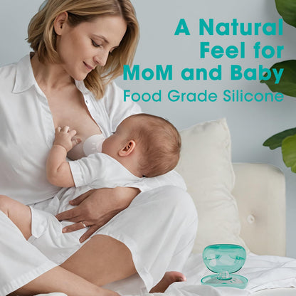 Pair of Cheri Baby silicone nipple shields with storage case