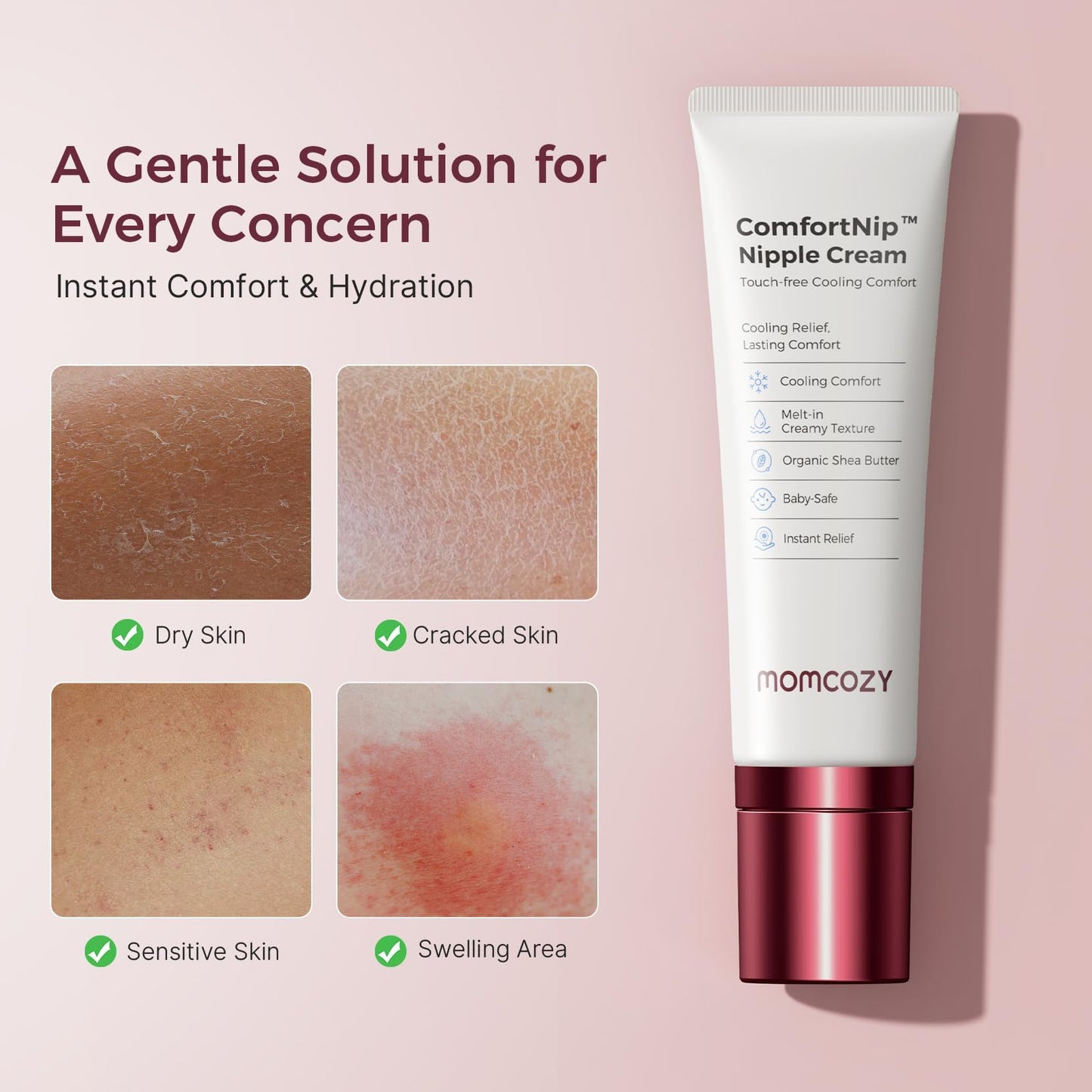 Momcozy plant based nipple cream tube packaging