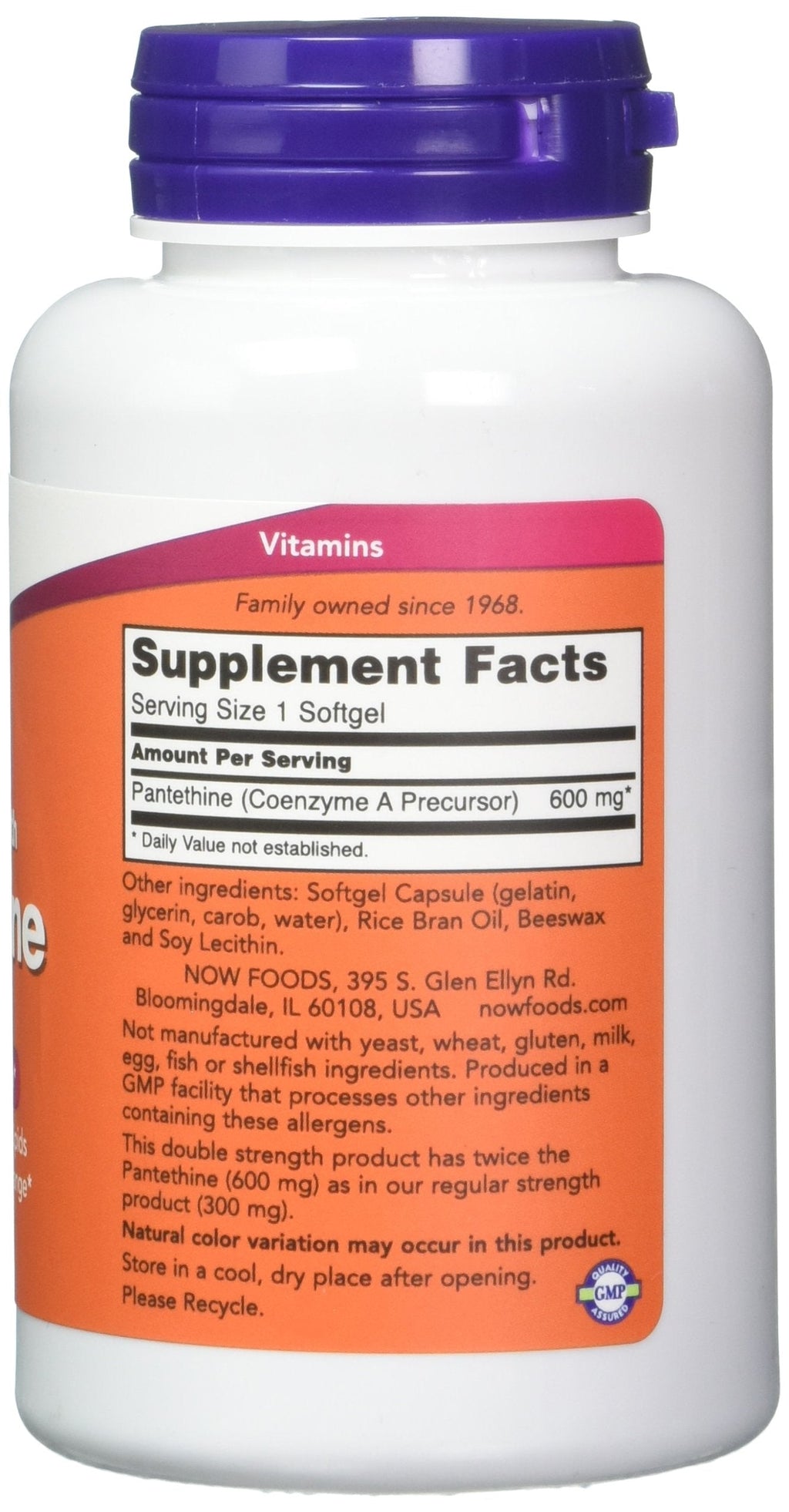 Double strength Pantethine softgels for cardiovascular health