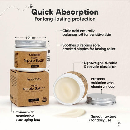Side profile of KeaBabies 2 Ounce nipple butter container