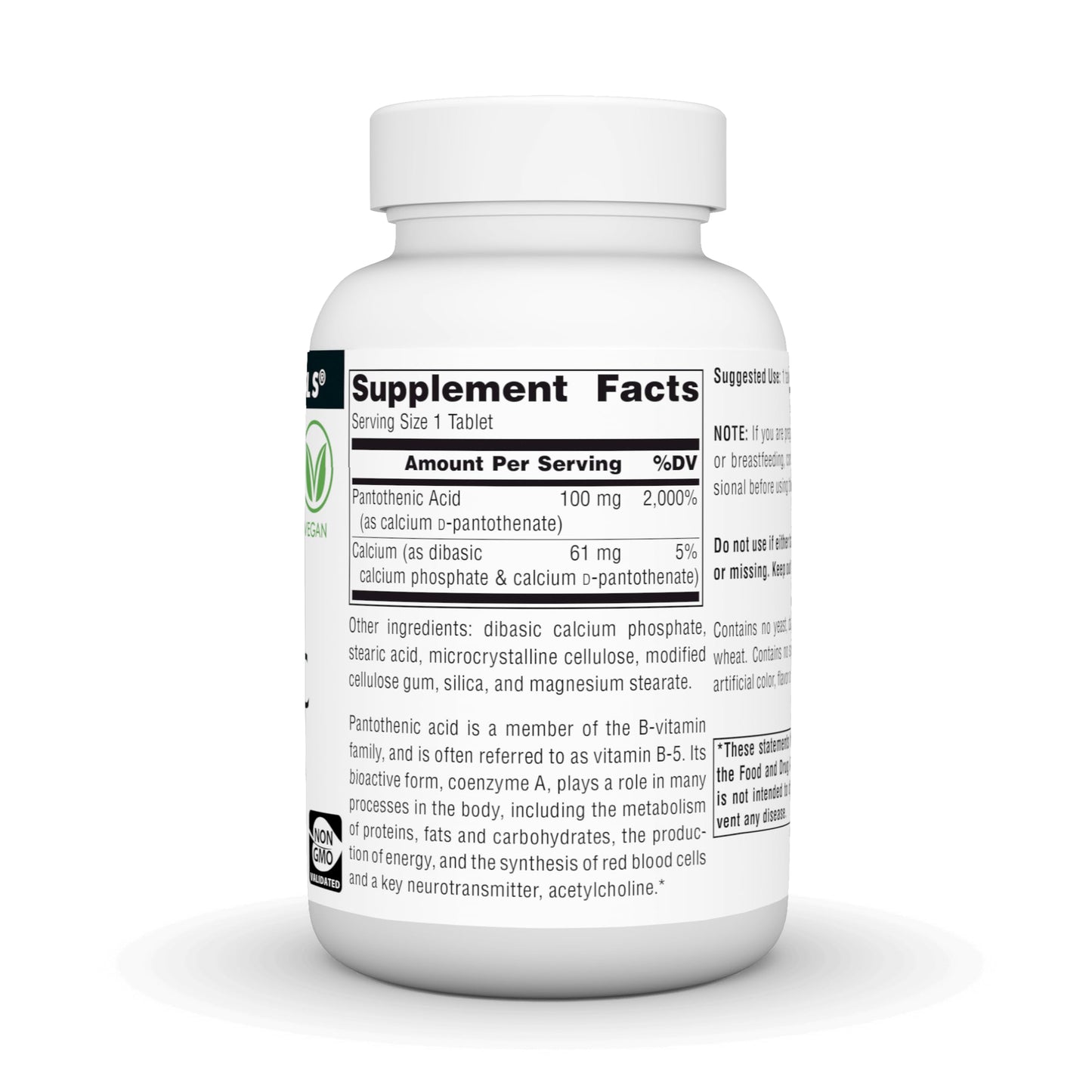 Source Naturals Pantothenic Acid 100mg vegan tablet bottle