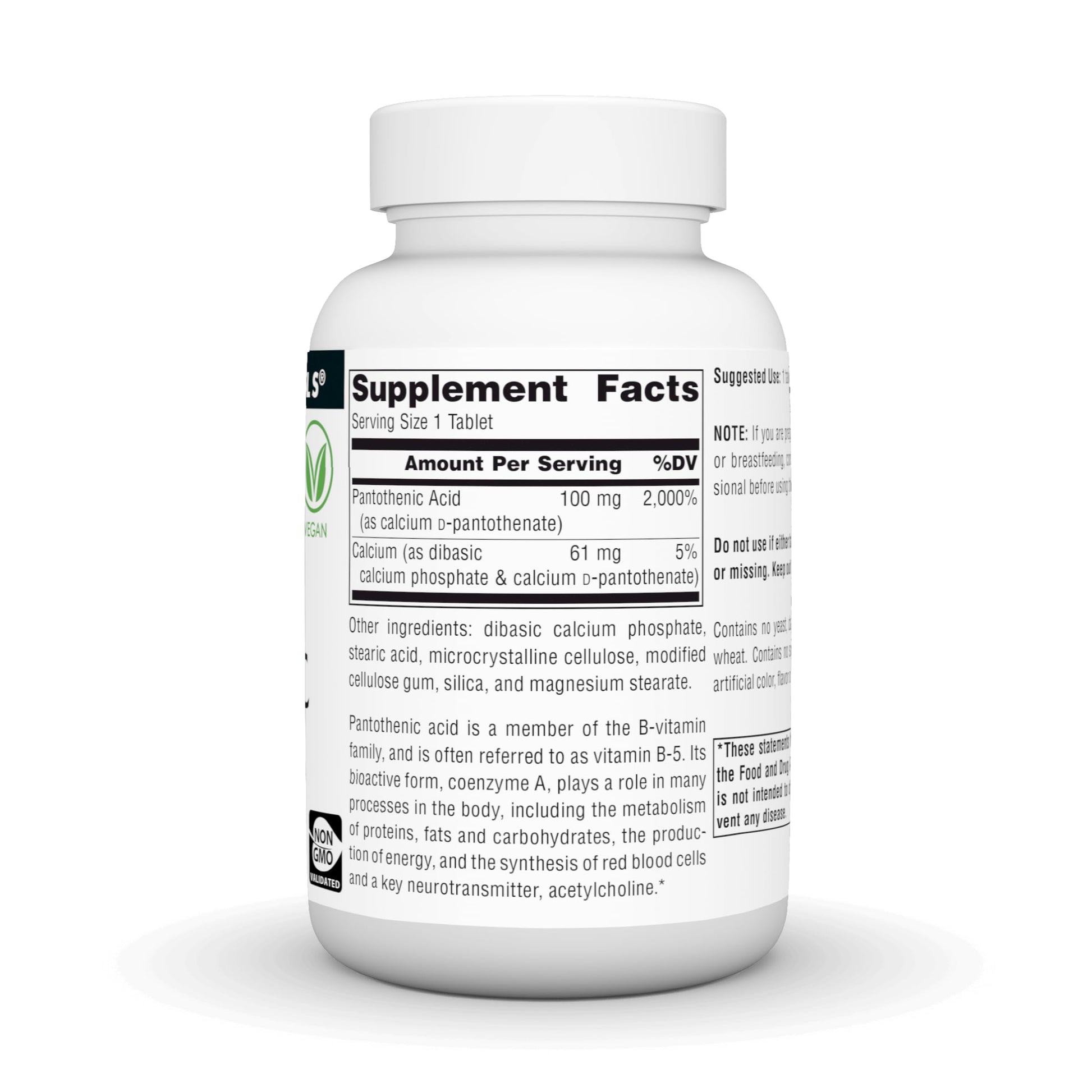 Source Naturals Pantothenic Acid 100mg vegan tablet bottle