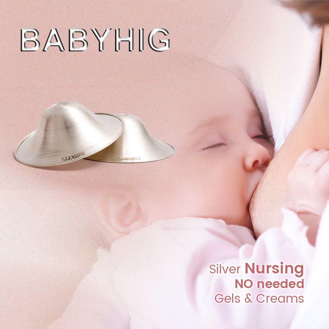 Side profile of Babyhig silver nursing cups