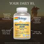 Side view of Solaray Pantothenic Acid bottle showing ingredients