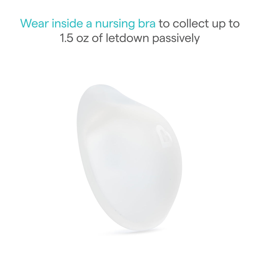 Munchkin silicone breast milk collector showing leak-free design