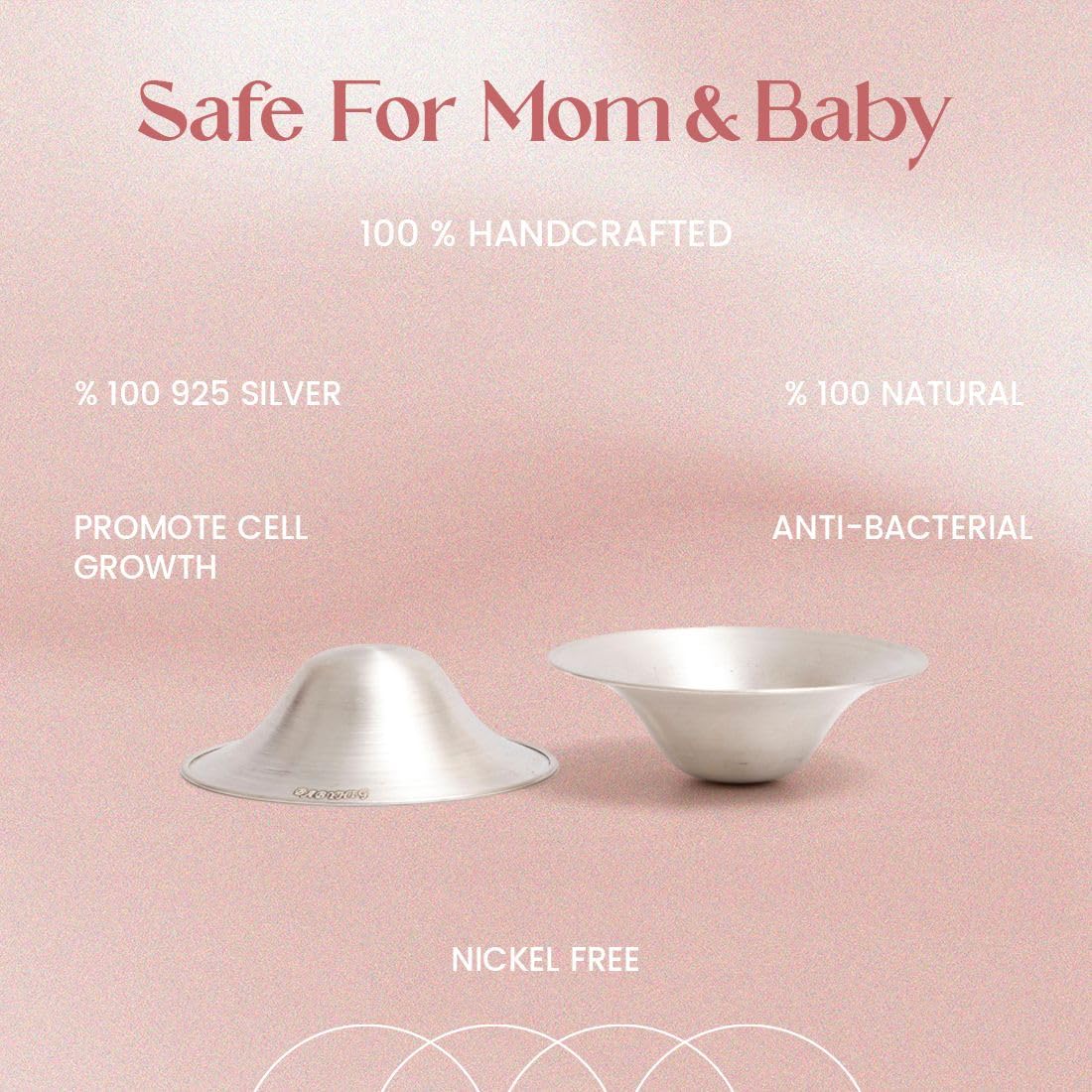 Babyhig silver nursing cups inside a nursing bra