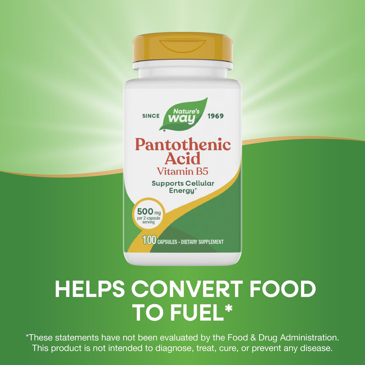 Nature's Way Pantothenic Acid dietary supplement facts panel