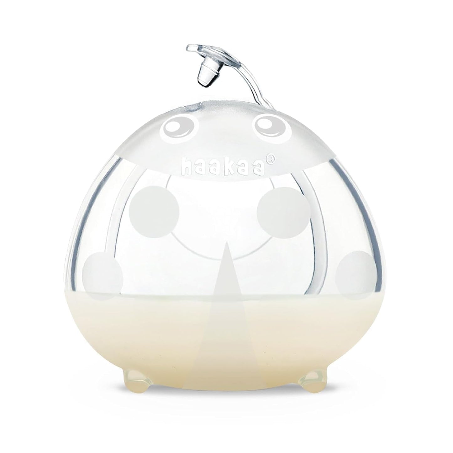 Haakaa Ladybug breast milk collector inside a nursing bra