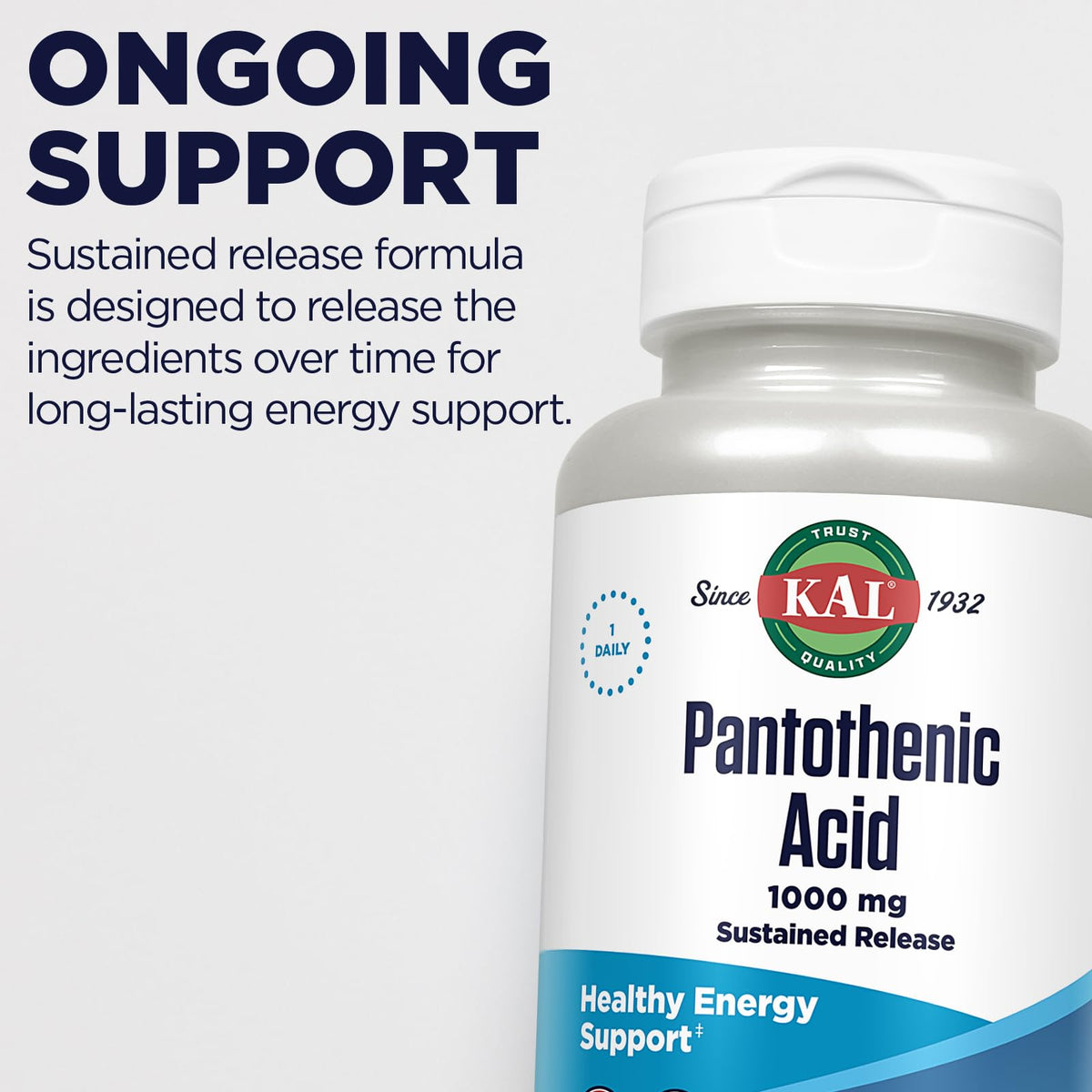 Top view of Kal Pantothenic Acid supplement bottle cap