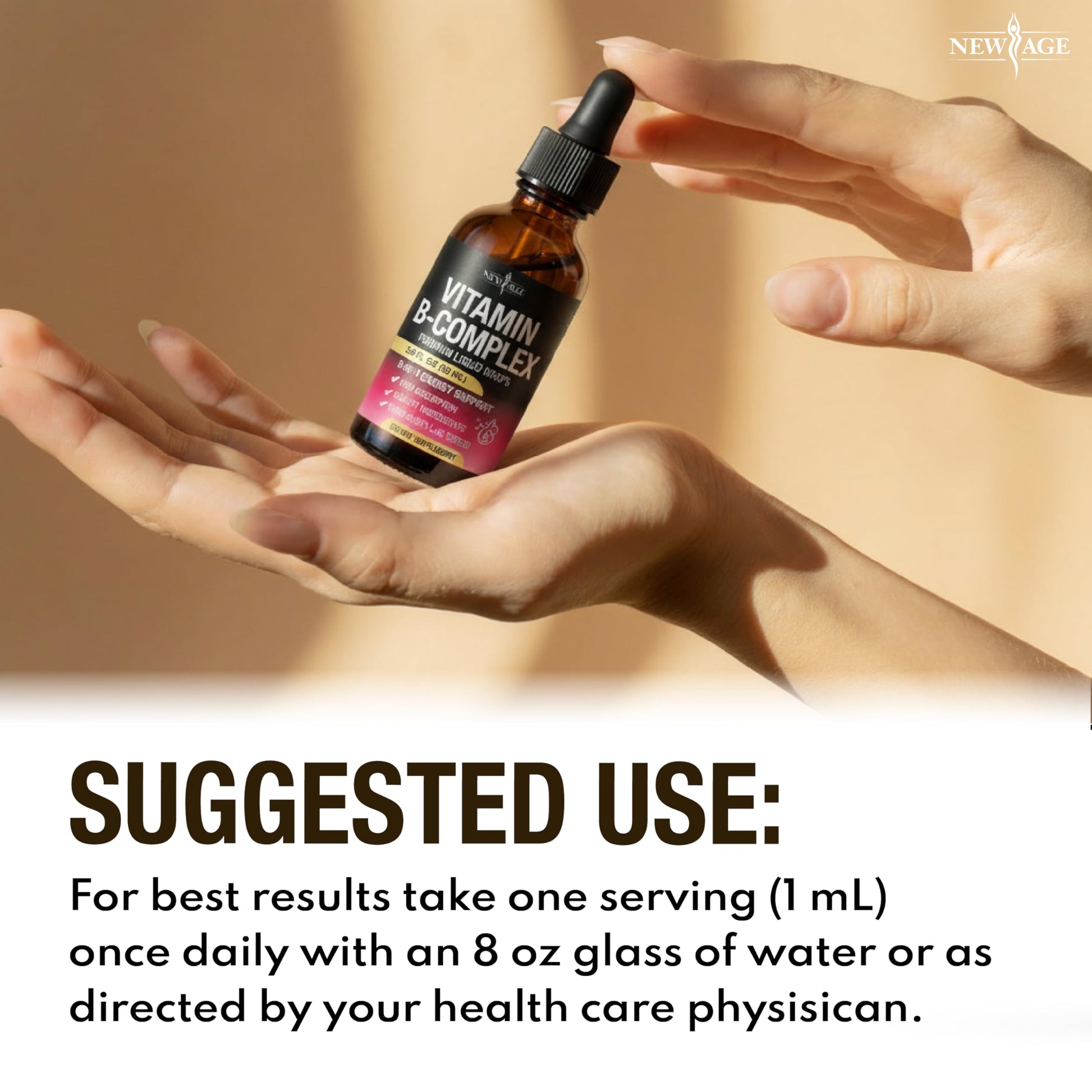 Liquid Vitamin B complex drops being added to water
