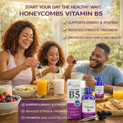 HoneyCombs Vitamin B5 liquid formula bottle packaging