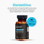 Endurance Products Pantethine 90 tablets bottle side view showcasing sustained release