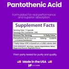 Back label of Healthfare Pantothenic Acid showing ingredient details