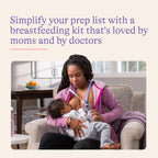 Lansinoh 77-piece breastfeeding kit components layout
