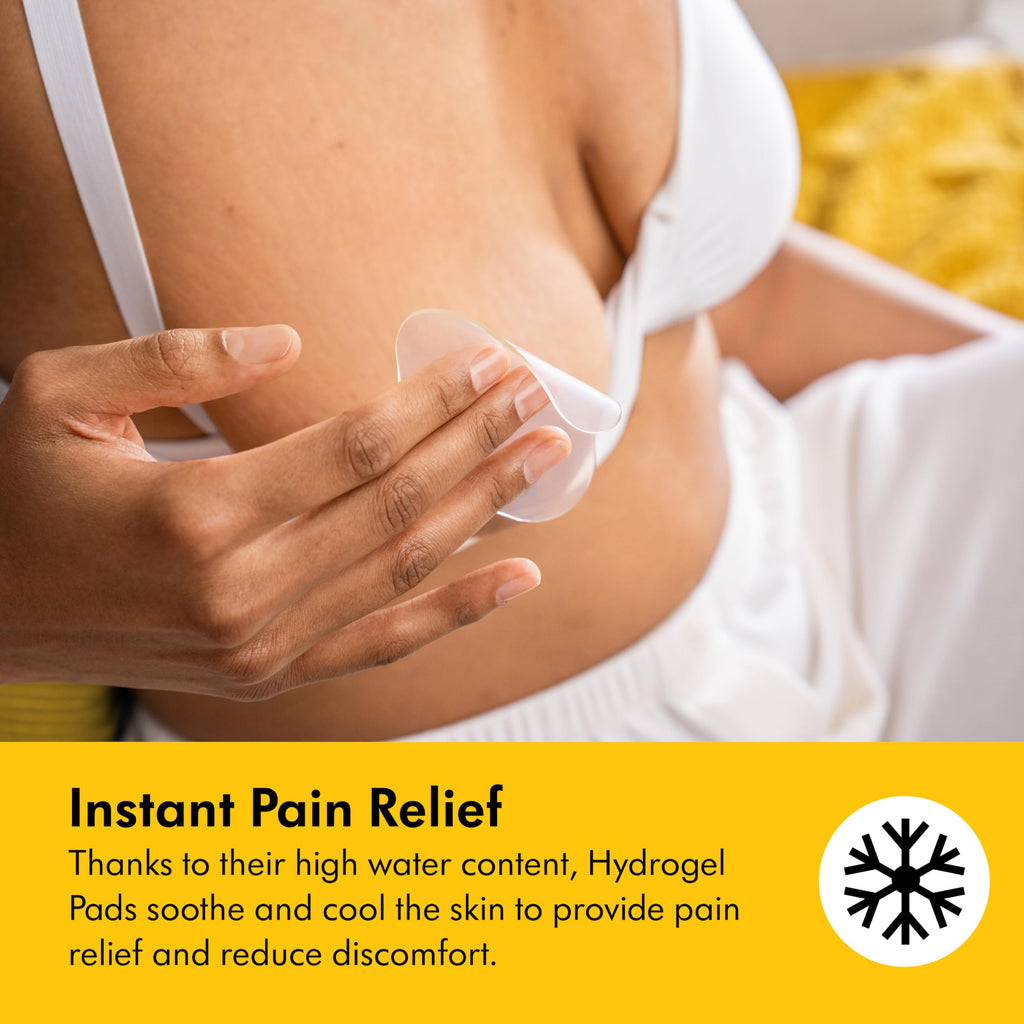 Instructional diagram for applying Medela nipple pads