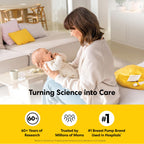 Mother using Medela nipple rescue system for comfort