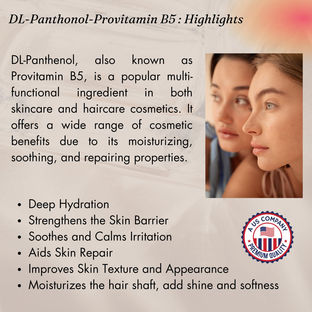 Close up of pure white Panthenol powder texture