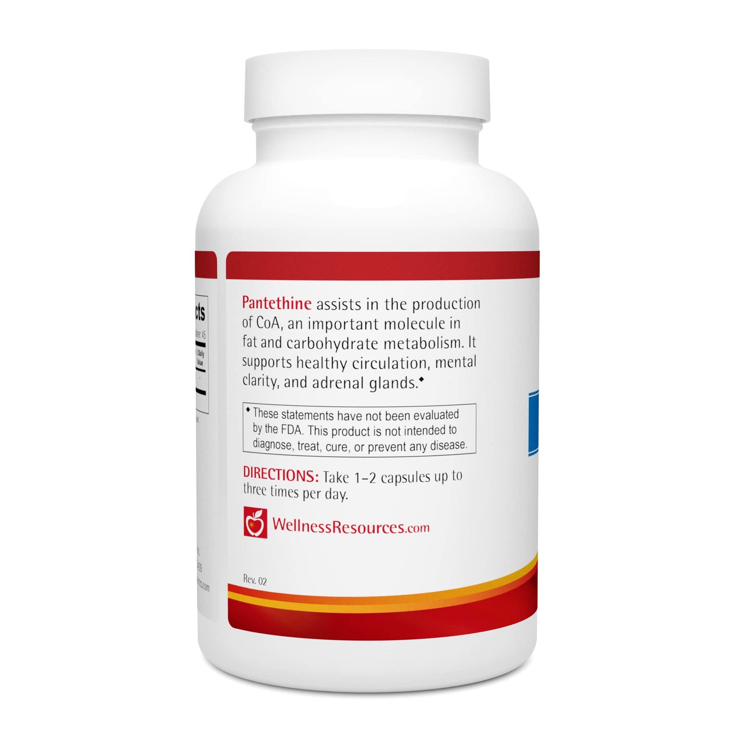 Wellness Resources active Vitamin B5 supplement facts label