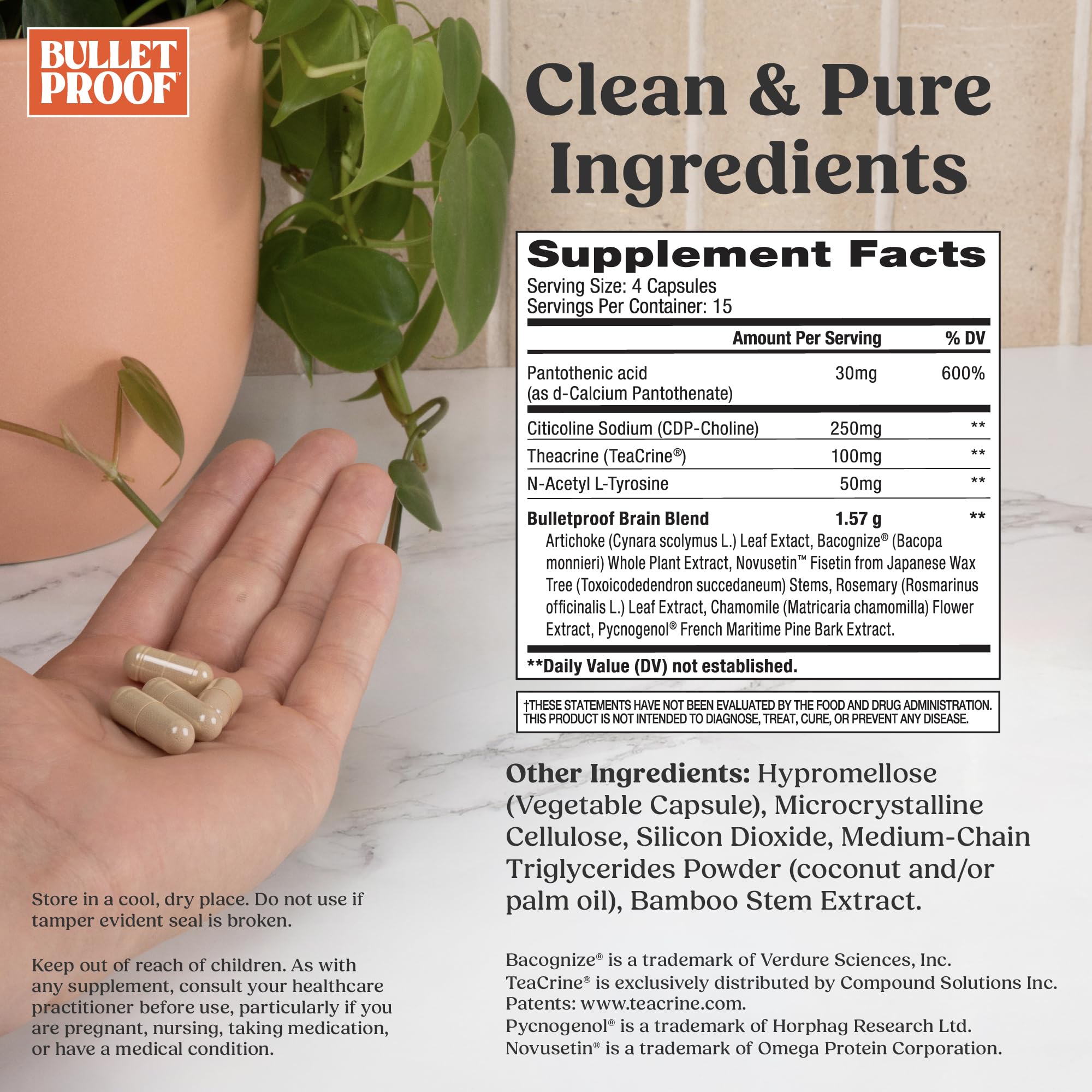 Bulletproof Clarity and Focus supplement bottle label details